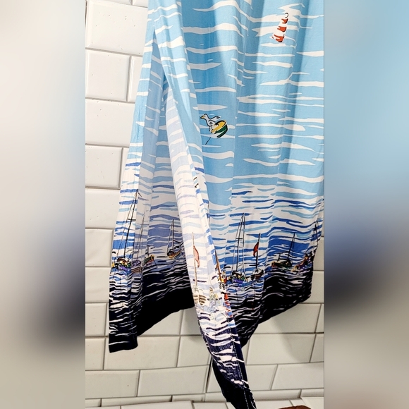 Holly Lane Ladies Nautical Coast Theme Midi Skirt Colors Blue White Rear Elast - Picture 3 of 6